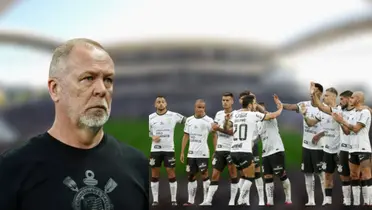 Mano em destaque com elenco do Corinthians ao fundo