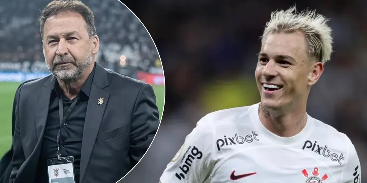 Augusto Melo, presidente do Corinthians, e Róger Guedes, ex-atacante do Corinthians