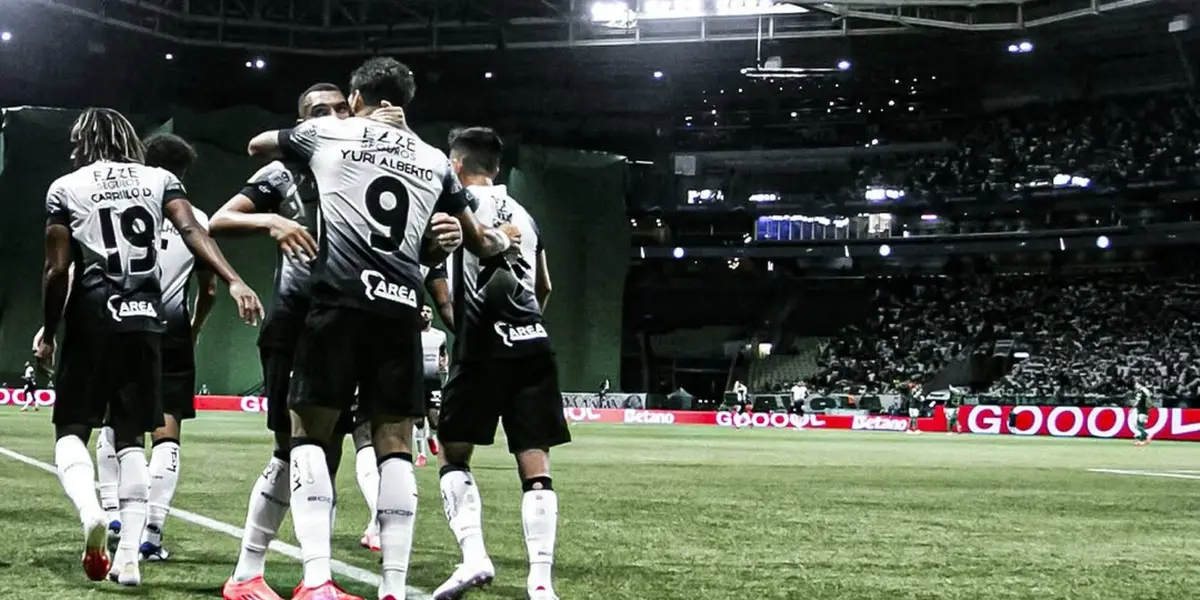 Equipe do Corinthians comemorando gol contra o Palmeiras. Foto: Instagram