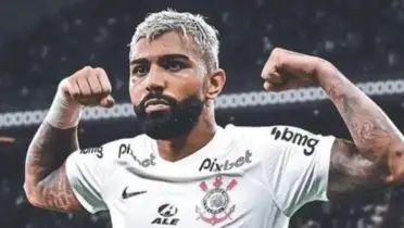 Gabigol em montagem com a camisa do Corinthians