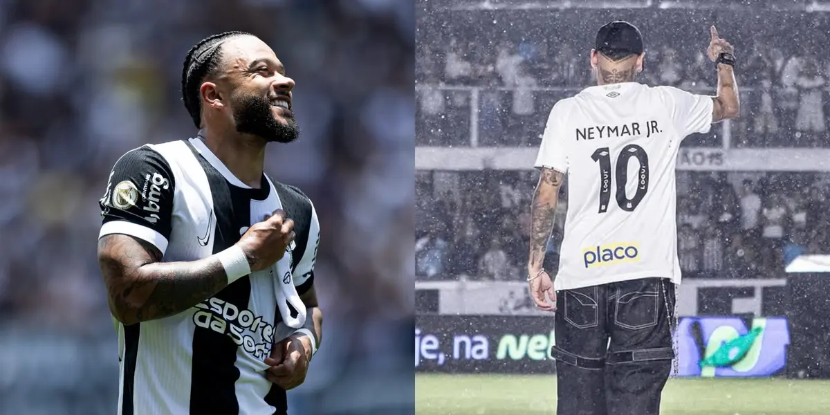 Memphis Depay, atacante do Corinthians, e Neymar, atacante do Santos