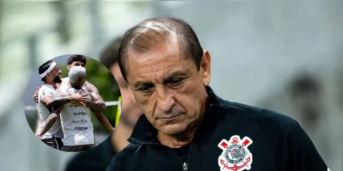 Ramón Diaz, ao lado Memphis Depay, Matheuzinho e Yuri Alberto